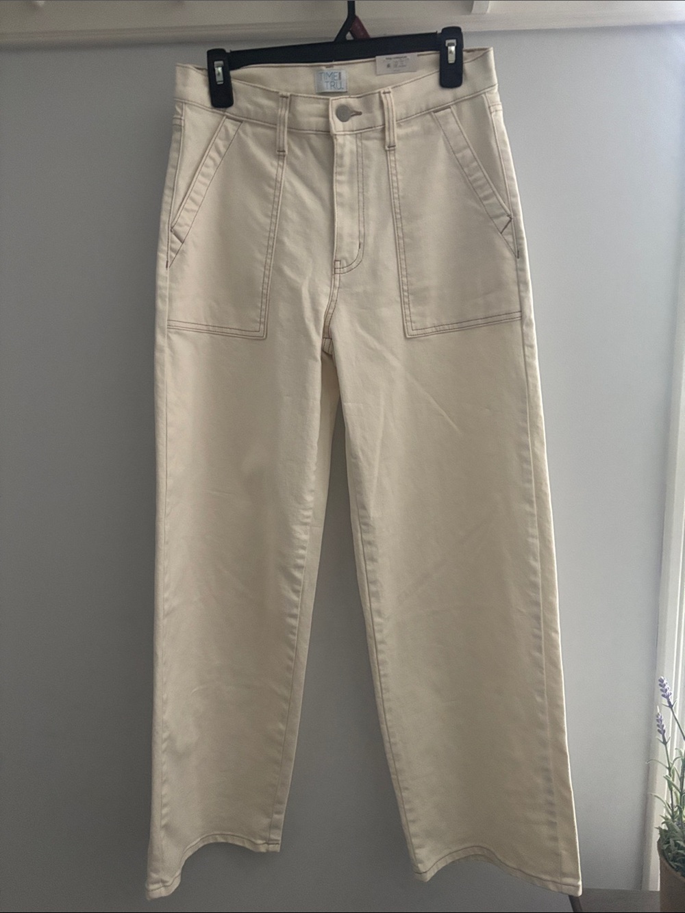 Time and Tru Cream High-Rise Utility Chinos